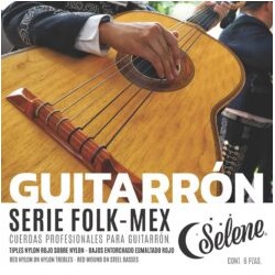 Encord. p/Guitarrón Nylon sobre Nylon  Rojo, entorchado Rojo, Mod. 300-NNRR