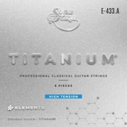 Encordadura para Guitarra Clásica Profesional, Nylon Titanio, Entorchado Doble Plata, Tensión Alta Mod. E-433.A (PAQUETE DE 2 JU