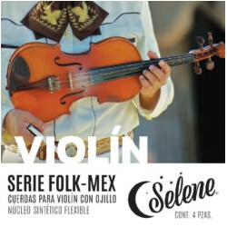 Encordadura para Violin Acero Estañado, Alma de Seda, Entorchado Aluminio Pulido con Ojillo Tension Alta