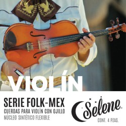 Encordadura para Violin Acero Estañado, Alma de Seda, Entorchado Aluminio Pulido con Ojillo Tension Alta