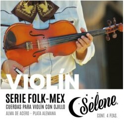 ENCORDADURA PARA VIOLIN ACERO ESTAÑADO, ENTORCHADO PLATA ALEMANA CON OJILLO, SEDA DE COLORES MOD.330-AC