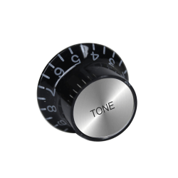 Perilla Negra de Plástico con Calca Plateada para Guitarra Eléctrica