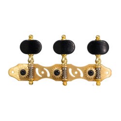 Maquinaria Dorada sin Lira Clavija y pastilla Negra Mod. MTH-01