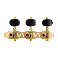 Maquinaria Dorada sin Lira Clavija y pastilla Negra Mod. MTH-01