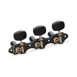 Jgo. de Maquinaria Hauser Negra Lisa. Poste Fino, Pastilla de Ebano, Sin Lira.