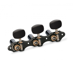 Jgo. de Maquinaria Hauser Negra Lisa. Poste Fino, Pastilla de Ebano, Sin Lira.