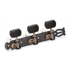 Jgo. de Maquinaria Schaller Negra, Grabado Líneas, Pastilla de Ébano con Lira.