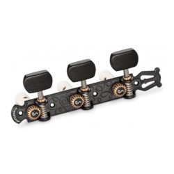 Jgo. de Maquinaria Schaller Negra, Grabado Líneas, Pastilla de Ébano con Lira.