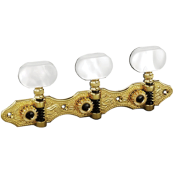 Jgo. Maquinaria Hauser Dorada, Pastilla de Acrílico Blanca, Gravado Llamas, sin Lira.