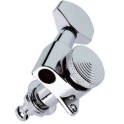 Jgo. de Maquinaria Cromada con Candado para Cuerda de Guitarra Eléctrica (3+3).