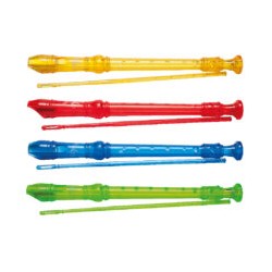 Flauta dulce escolar en colores neón transparente tono DO (amarilla, azul, verde y naranja) FTN-100
