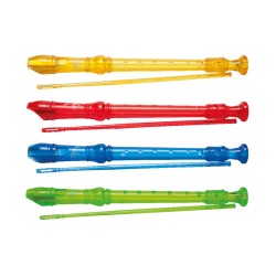 Flauta dulce escolar en colores neón transparente tono DO (amarilla, azul, verde y naranja) FTN-100